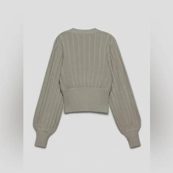 Aritzia Wilfred Cardigan XS Wool Blend Gray Beige - Picture 3 of 9